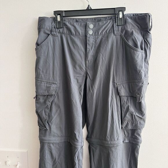 prAna Convertible Pant Women 8 Gray Performance Pockets Roll Up Hiking Camping - Picture 5 of 16
